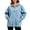 Light Blue, variant on Women's Quarter Zip Hoodie Denim Pullover Oversized Long Sleeve Casual Hooded Top with Kangaroo Pocket Relaxed Fit Sweatshirt for Daily Commute Weekend Outings