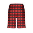 thumbnail image 4 of ZToonmas Men's Casual Pajama Shorts Bermuda Shorts Plaid Elastic Waist Drawstring Sports Fitness Shorts, 4 of 7