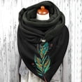thumbnail image 2 of Women Feather Print Cotton Winter Warm Button Up Scarf, 2 of 3