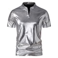 thumbnail image 2 of Xunlbb Mens Shirts Short Sleeve T Shirts, Men's Solid Color V-Neck Sports Short-Sleeved Top Shirt on Clearance, Silver XL, 2 of 4
