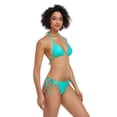 thumbnail image 5 of LIORA Women's Bikini Swimsuit Triangle Top Side Tie Bottom Bikini Swimwear, Teal, 5 of 6