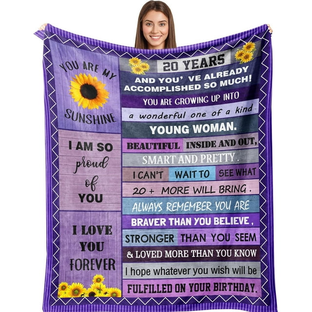 LHSHID Gifts for 20 Year Old Female 20th Birthday Decorations for Women 20th Birthday Gift 20 Year Old Girl Gifts Blanket 20th Birthday Gifts for Women 40"x50"