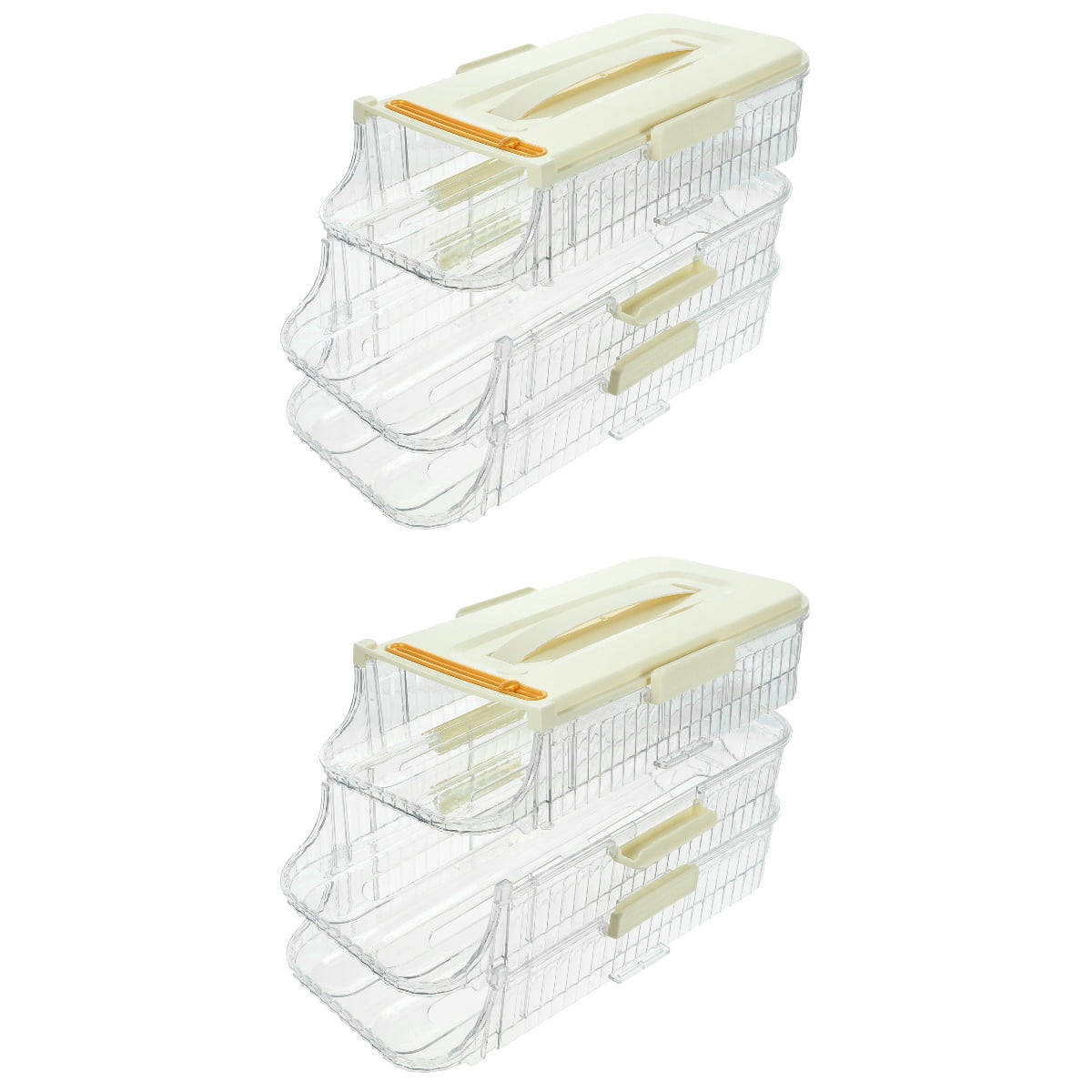 Raindrops 2pcs Egg Holder Automatic Scrolling Egg Box Holder Slide Egg Tray Carrier Refrigerator Egg Holder(3 Layers)