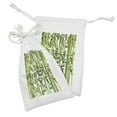 thumbnail image 2 of Bamboo Print Fabric Pouch Set of 2, Fresh Green Plant with Leaves in Garden Nature Growth Ecology Feng Shui Theme, Drawstring Bag for Toiletries Masks and Favors, 9" x 6", Green White, by Ambesonne, 2 of 2
