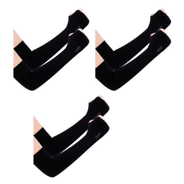 3 pares de guantes de protección solar con protectores para los dedos, mangas de seda helada, mangas de protección UV para hombres y mujeres