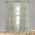 thumbnail image 4 of Ambesonne Fruits Curtains, Boho Tropical Lemon Drawing, Pair of 28"x95", Persian Blue Mustard, 4 of 4