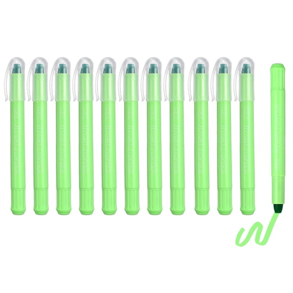 Uxcell 12Pack Gel Highlighters, Highlighters Pens Wax Crayon Neon Clear View Bright Marker Pen Twist Up Gel Stick Cute Pastel for Home Office Study Journaling Supplies, Light green