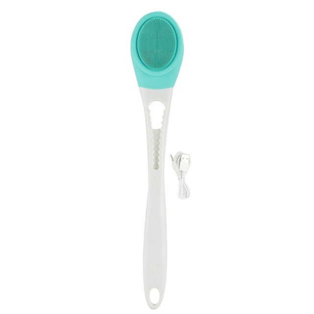 Cepillo de baño eléctrico, limpieza corporal, relajante, mango largo, impermeable, cepillo de masaje para ducha, verde