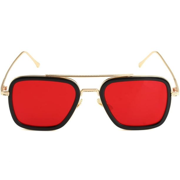 Gafas de sol AIEYEZO Tony Stark vintage con montura metálica cuadrada