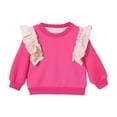 thumbnail image 2 of Baby Girl Long Sleeve Ruffle Sweatshirt Tops Solid Color Oversized Cotton Sweater Shirts Kid Fall Clothes, 2 of 7