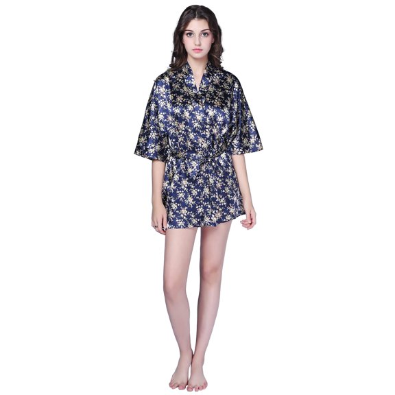 Richie House Women's Satin Print Bathrobe RHW2722