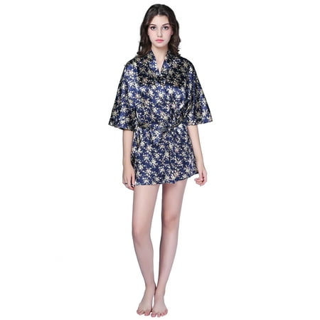 

Richie House Women s Satin Print Bathrobe RHW2722