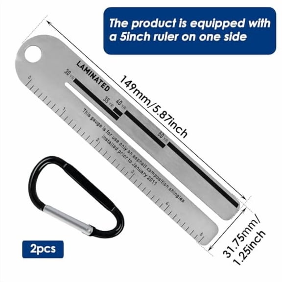2Pcs Stainless Steel Shingle Gauge, Pitch Gauge Roofing Tools, Welding Inspection Ruler, Roof Pitch Gauge Roofing Tools Engineering Rulers for Measuring Analyzing The Thickness of
