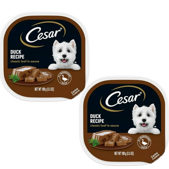 CESAR Soft Wet Dog Food Classic Loaf in Sauce Duck Recipe, (2 Pack) 3.5 oz. Easy Peel Trays