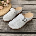 thumbnail image 4 of Orthopedic Clogs for Women Wide Width Mules Closed Toe Slip On Wedge Slippers Comfortable Leather Sandals Summer Beach Flats,40, 4 of 6