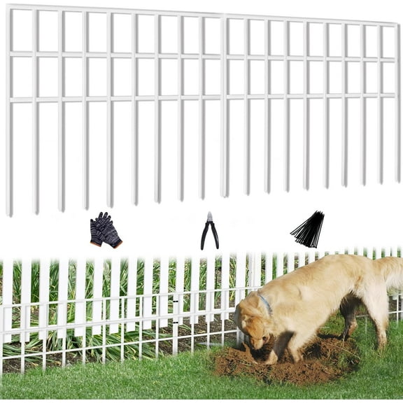 No Dig Garden Fence for Dog Rabbit, Rustproof Anti Digging Barrier, Garden Edging Border Ground Defense for Outdoor