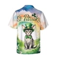 thumbnail image 2 of Happy St. Patrick’s Day Devon Rex with Green Hat Shamrocks Rainbow Hawaiian Shirt Breathable Summer Unisex Merch Cat Lover Kitten Owner Gifts - 03007, 2 of 6