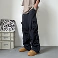 thumbnail image 6 of Summer Thin Pants Men Fashion Pocket Cargo Pants Men Japanese Streetwear Hip-hop Loose Straight Pants Mens Oversized Trousers, 6 of 6