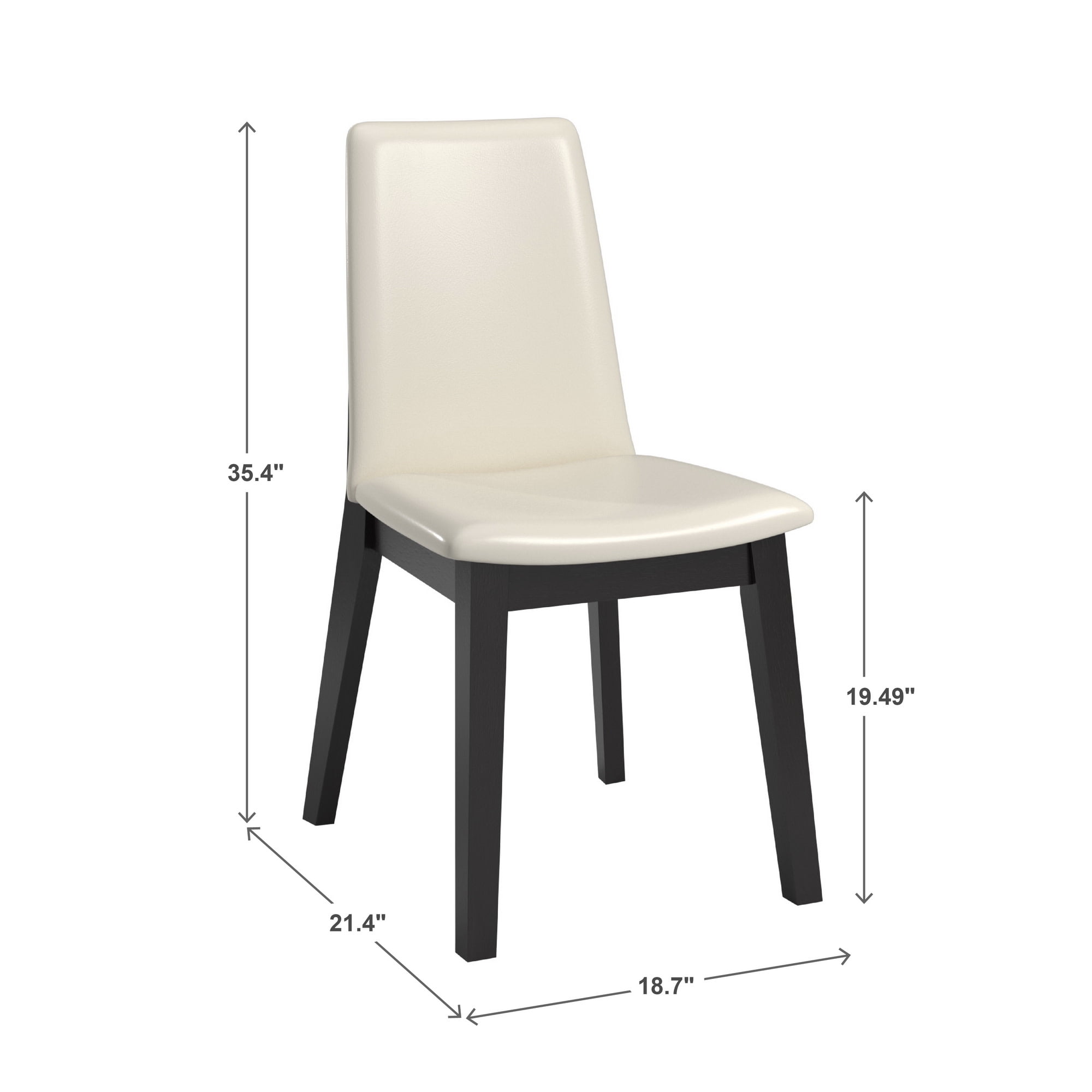 Weston Home Alta Wood Finish White Vegan Leather Dining Chair, Set of 2, Black Oak