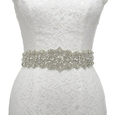 Remedios Rhinestone Sash Belt for Wedding Party Prom Evening Dresses White