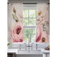 thumbnail image 3 of Pink White Spring Floral Semi Sheer Curtains 63 Inch Length 2 Panels Set, Vintage Flowers Watercolor Sheer Kitchen Curtain Privacy Voile Window Curtain for Living Room Bedroom Rod Pocket Drapes, 3 of 7