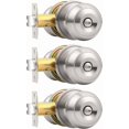 thumbnail image 1 of Satin Nickel Finish Lockset Keyless Privacy Interior Doors Bed and Bath Handle Levers, 1 of 7