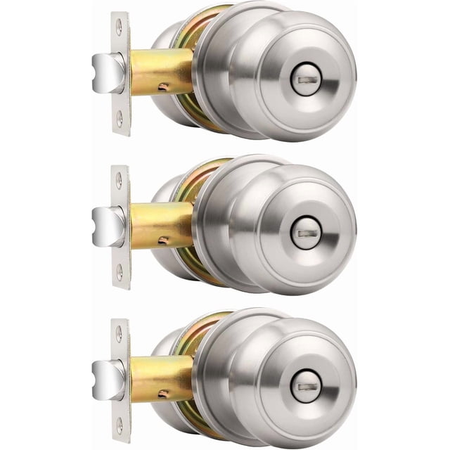 Finition Nickel Satiné Serrure Sans Clé Intimité Portes Intérieures Poignées de Lit et Bain