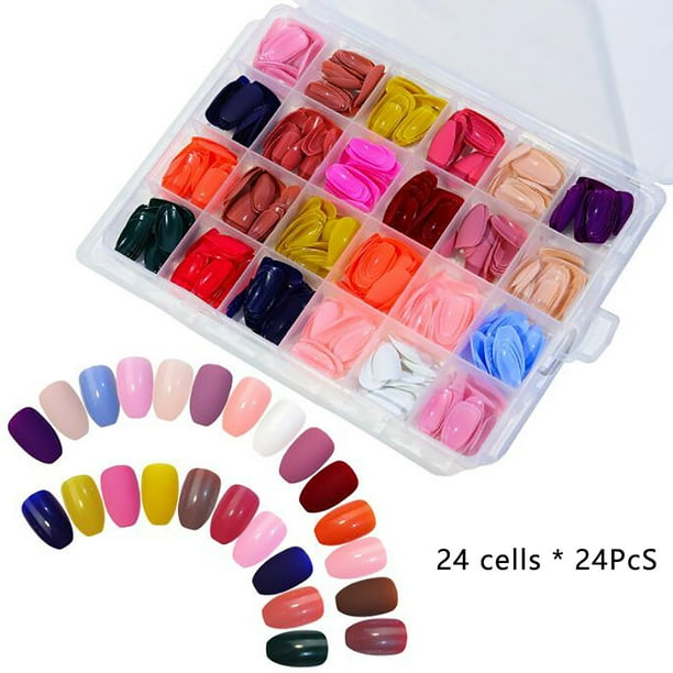 Uñas postizas medianas, uñas postizas para pegar en las uñas de mujeres y niñas, 24 unidades.