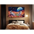 thumbnail image 4 of Astronauts Having a Picnic on Mars Canvas Wall Art - High-Quality Futuristic Print - Handcrafted Sci-Fi Decor - Stylish Wall Art - Gift for Space Enthusiasts, 4 of 7