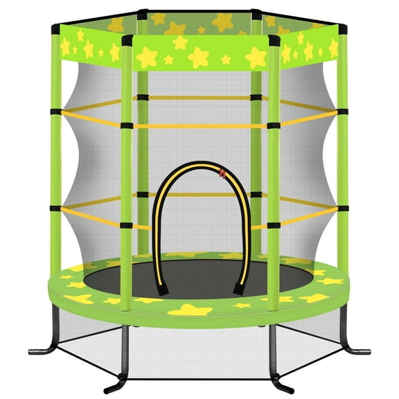 55" Mini Trampoline for Kids, SHINPT Kids Trampoline for Toddlers, 4.5FT Baby Trampoline with Safety Enclosure Net, Small Trampoline with Star Print Indoor/Outdoor, Toddler Trampoline for Garden