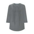thumbnail image 4 of UAMVSH Tunic Tops for Women Fashionable 3/4 Sleeve Pleated Front Shirts Casual V-Neck Solid Color Business Dressy Blouses(Medium,Gray), 4 of 5