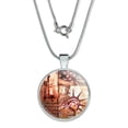 thumbnail image 1 of New York City Statue Liberty Tile Collage 1" Pendant with Sterling Silver Plated Chain, 1 of 4