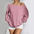 thumbnail image 2 of qucoqpe Womens Off the Shoulder Sweatshirt, Fall Fashion Oversized Sweatshirts for Women, Women's Long Sleeve Shirts Tops, 2 of 4