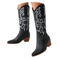 thumbnail image 3 of Cowboy Boots for Women Knee High Cowgirl Tall Boots Embroidered Chunky Heel Pointed Toe Womens Western Boots, 3 of 9