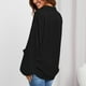 thumbnail image 4 of Blusa Cuello En V Manga Larga Color Puro Casual Suelta Camisa Con Cuello Abajo Para Otoño Primavera Mujer Negro M, 4 of 8