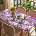 thumbnail image 3 of Spring Floral Table Cloths for 4 Foot Rectangle Tables, Pink Onion Dandelion Flowers Botanical Patio Waterproof Elastic Fitted Tablecloths, Washable Rectangular Table Cover for Camping, 3 of 8