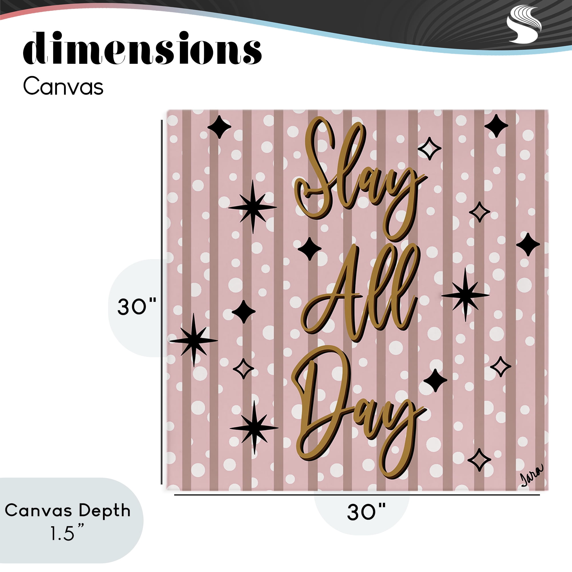 Stupell Industries Slay All Day with Sparkle Pattern Canvas Wall Art, design by Tara Boone