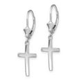 thumbnail image 2 of 14k White Gold Cross Dangle Earrings for Women, Leverback Christian Jewelry with Classic Religious Design for Faith and Worship Wear, 2 of 6