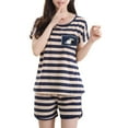 thumbnail image 4 of Women Cartoon Pajamas Short Sleeve Cotton Pyjamas Set Home Sleepsuit, 4 of 19