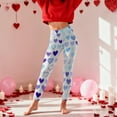thumbnail image 4 of Ecqkame Women's Valentines Day Leggings Hearts Print Yoga Sports Fitness Pants Casual Hip Stretch Tight Pants White M, 4 of 9