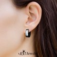 thumbnail image 3 of 555Jewelry Stainless Steel & Shell, Mother of Pearl, Abalone Thick Oval Huggie Earrings for Women, Hoops Earrings for Women, Hypoallergenic Hoop Earrings, Huggie Hoop Earrings, Black, 3 of 5