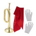 thumbnail image 4 of BELOVING Trumpet Cavalry Trumpet with Red Cloth 32cm with Gloves Bugles for Professionals, 4 of 10