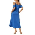 thumbnail image 3 of INSPIRE CHIC Women Summer Cold Shoulder Sundresses Strapless Nightgown Short Sleeve Maxi Lounge Dress, 3 of 5