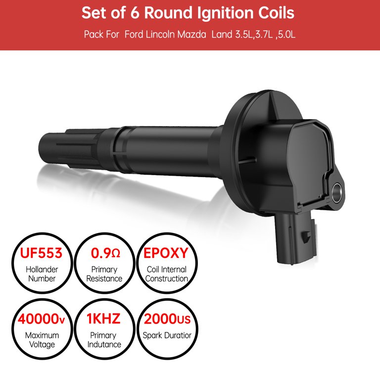 Ignition Coil 6 Pack Compatible with Ford F150 Edge Flex Explorer Fusion  Mustang Taurus - Lincoln MKS MKT MKK MKZ - Mazda 6 CX-9 Mercury Sable V6  3.7L