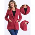 thumbnail image 2 of DARING DIVA Women's Faux Suede Lapel Collar One Button Dressy Suit Jacket S Red, 2 of 6
