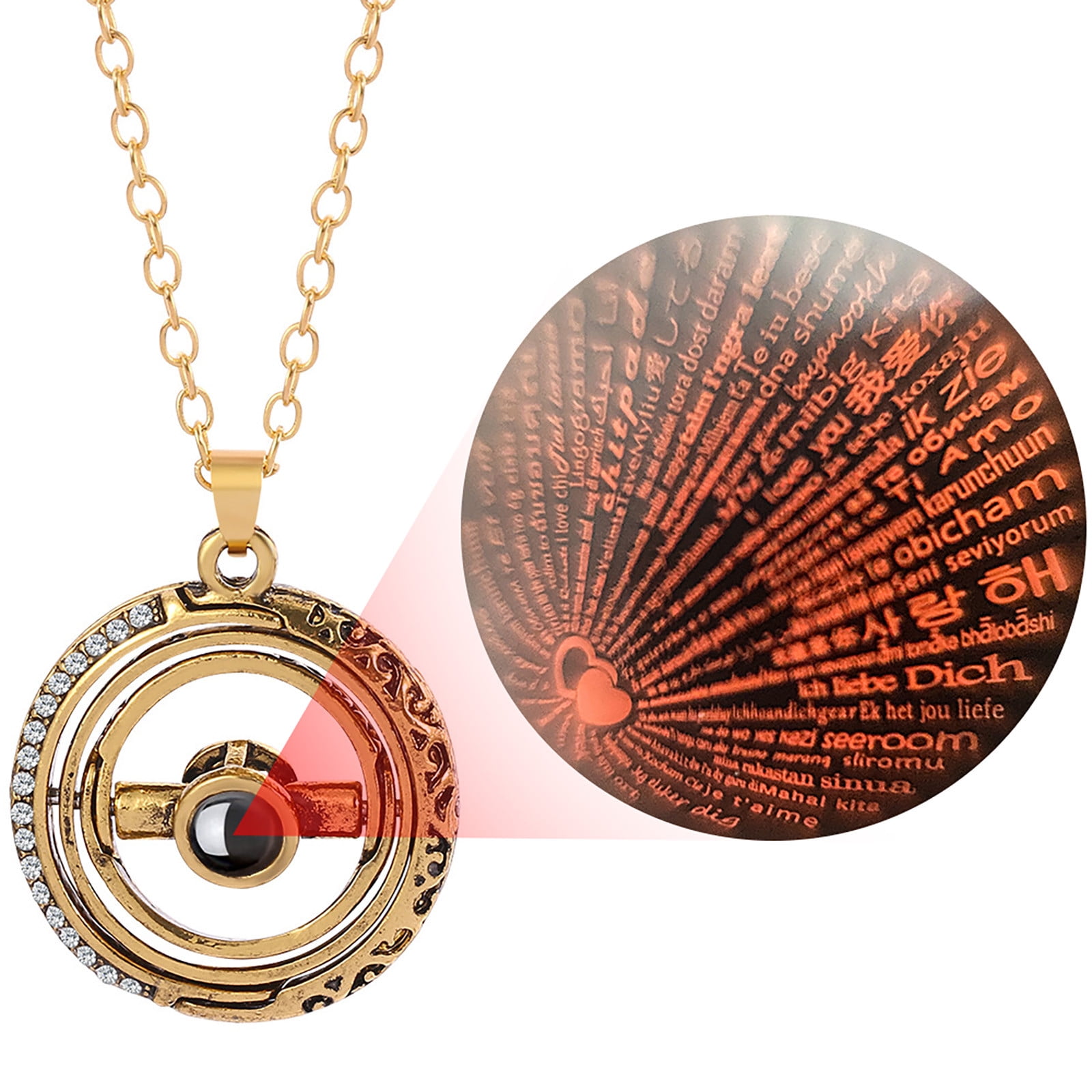 Jewelry Astronomical Ball Projection 100 Languages I Love You Necklace  Rotag Projecti