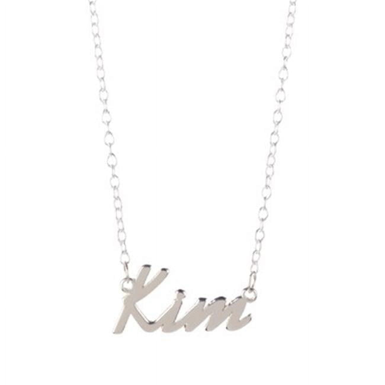 Gigi and Leela SP328 Sterling Silver Necklace - Kim Nameplate 925 Silver 16 in. Chain Personalized Jewelry-