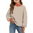 thumbnail image 2 of YOUYEDIAN Oversized Sweatshirts for Girls Fall Fashion Color Block Turtleneck Fleece Pullover Tops Loose Long Sleeve Hoodie, 2 of 4