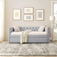 thumbnail image 6 of Daybed with Trundle, Muumblus Modren Pull Out Sofa Bed for Bedroom & Living Room, Twin Size Frame, Light Grey Upgraded Linen Upholstered, 6 of 8
