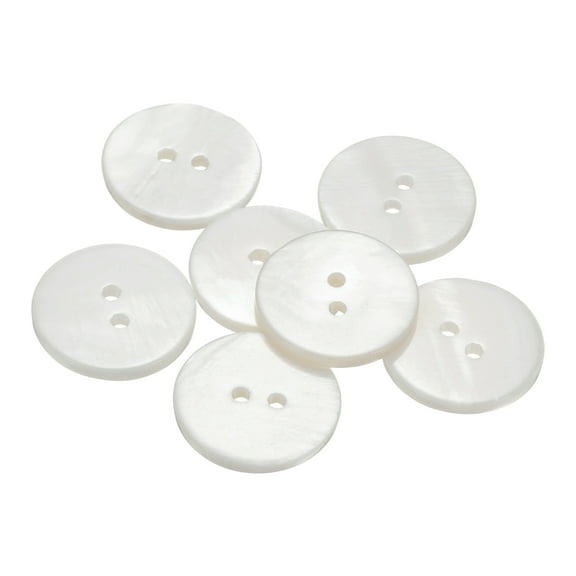 7Pack Natural Shell Button, 2 Hole 20mm Flat Mother of Pearl Button, White